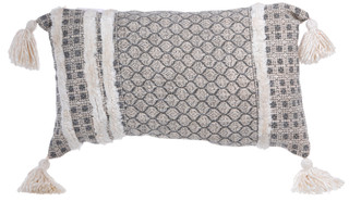 Thumbnail 1: CASA DECOR Casa Decor Grey Textured Pillow with Tassels 