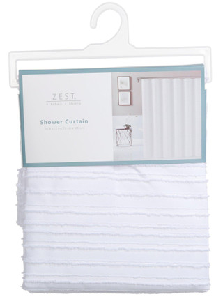 Thumbnail 1: Zest Kitchen + Home Zest Kitchen + Home 70x72 Embroidered Stripe Shower Curtain 