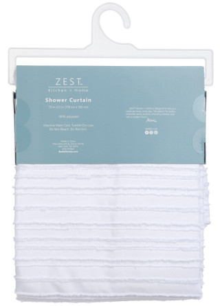 Thumbnail 2: Zest Kitchen + Home Zest Kitchen + Home 70x72 Embroidered Stripe Shower Curtain 