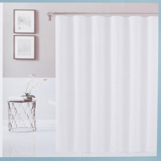 Thumbnail 3: Zest Kitchen + Home Zest Kitchen + Home 70x72 Embroidered Stripe Shower Curtain 