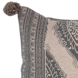 Thumbnail 3: CASA DECOR Casa Decor Grey Printed Pillow with Tassels 
