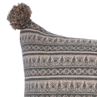 Thumbnail 4: CASA DECOR Casa Decor Grey Printed Pillow with Tassels 