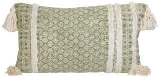 Thumbnail 1: CASA DECOR Casa Decor Sage Green Textured Pillow with Tassels 
