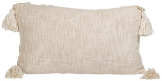 Thumbnail 4: CASA DECOR Casa Decor Sage Green Textured Pillow with Tassels 