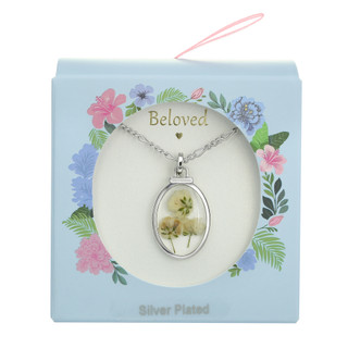 Thumbnail 1: Roman Roman Boxed Oval Flower Pendant Necklace 