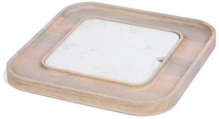 Thumbnail 1: Creative Coop Creative Co-Op Wood Serving Board w/ Marble Cheese Board 