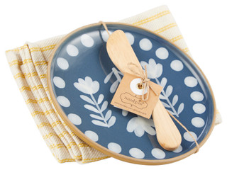 Thumbnail 1: Mud Pie Blue Dotted Appetizer Plate Set 