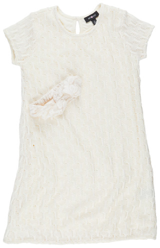Thumbnail 1: Amy Byer Amy Byer Big Girls All-White Lace Dress & Headband 