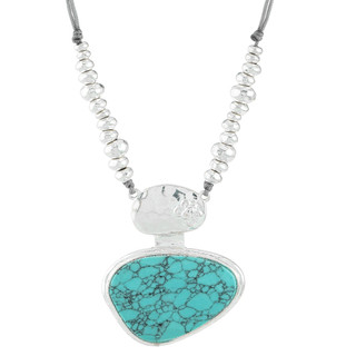 Thumbnail 1: Bella UNO Bella Uno Turquoise Silver Tone Necklace 