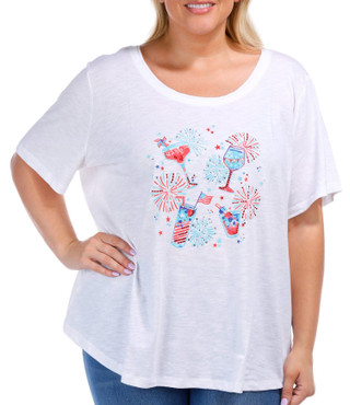 Thumbnail 4: Coral Bay Coral Bay Plus Embellished Scoop Neck Short Sleeve T-Shirt 