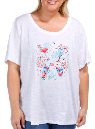 Thumbnail 1: Coral Bay Coral Bay Plus Embellished Scoop Neck Short Sleeve T-Shirt 