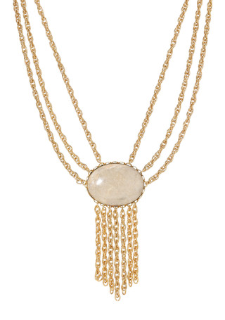 Thumbnail 1: 1928 Jewelry 1928 Jewelry Oval Riverstone Swag Necklace 