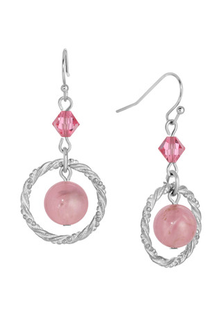 Thumbnail 1: 1928 Jewelry 1928 Jewelry Pink Bead Hoop Earrings 
