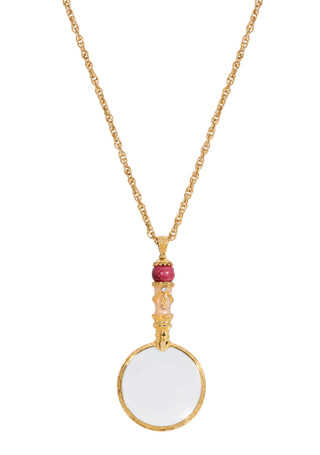 Thumbnail 1: 1928 Jewelry 1928 Jewelry Gold Tone Pink Magnifier Necklace 