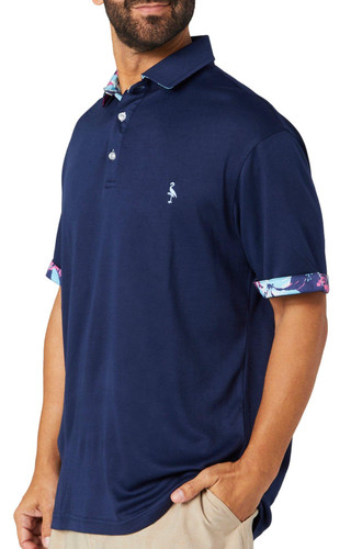 Thumbnail 3: TAILORBYRD Tailorbyrd Mens Tropical Border Pique Golf Polo Shirt 