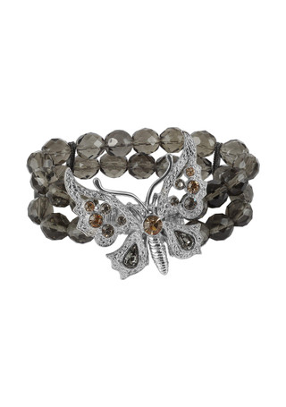 Thumbnail 1: 1928 Jewelry 1928 Jewelry Stone Butterfly Beaded Stretch Bracelet 