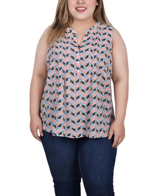 Thumbnail 1: NY COLLECTION NY Collection Plus Sleeveless Pintucked Blouse 