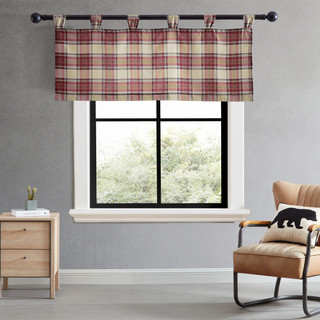 Thumbnail 2: Eddie Bauer Eddie Bauer Edgewood Plaid Tab Top Valance 20x15 