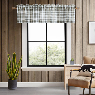 Thumbnail 2: Eddie Bauer Eddie Bauer Fall Creek Plaid Pole Top Valance 86x15 