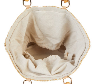 Thumbnail 3: ALESSIA Alessia Bamboo Handle Embroidered Lemon Tote Bag 