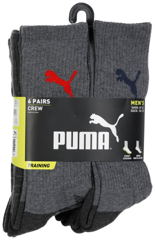 Thumbnail 1: Puma Puma Mens 6-Pr. 1/2 Terry Crew Ultimate Training Socks 