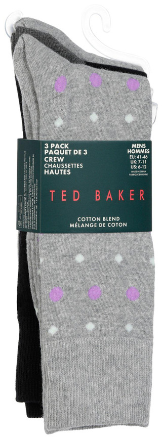 Thumbnail 1: TED BAKER Ted Baker Mens 3-Pr. Non-Terry Crew Socks 
