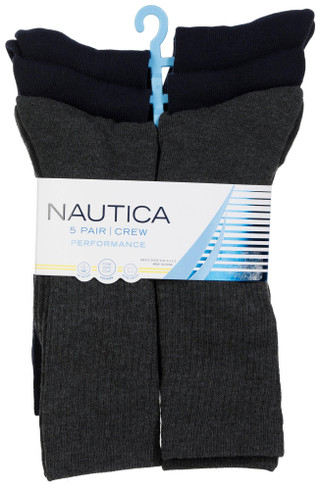 Thumbnail 1: Nautica Nautica Mens 5-Pr. Athletic Crew Socks 
