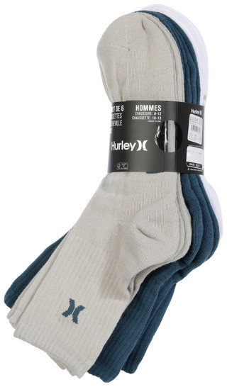 Thumbnail 3: Hurley Hurley Mens 6 Pk Terry High Quarter Crew Socks 