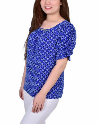 Thumbnail 3: NY COLLECTION NY Collection Petite Elbow Cuffed Sleeve Hardware Top 