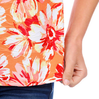 Thumbnail 2: Juniper + Lime Juniper + Lime Womens Floral Cold Shoulder Tie Top 