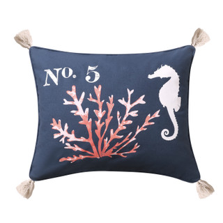 Thumbnail 1: Levtex Home Bakio Embroidered Coral Decorative Pillow 
