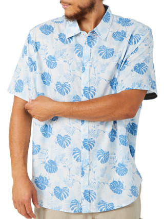 Thumbnail 1: FLAG AND ANTHEM Mens Short Sleeve Leaf Print Button Down Shirt 