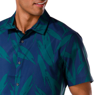 Thumbnail 2: Perry Ellis Perry Ellis Mens Short Sleeve Leaf Print Button Down Shirt 