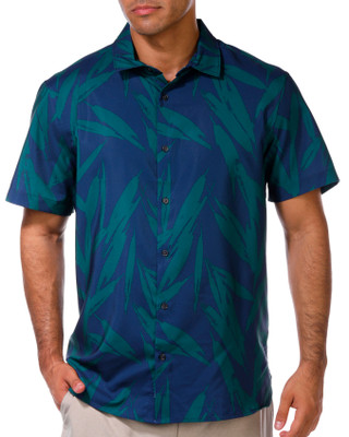 Thumbnail 1: Perry Ellis Perry Ellis Mens Short Sleeve Leaf Print Button Down Shirt 