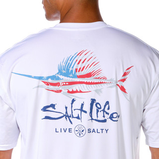 Thumbnail 5: Salt Life Salt Life Mens Americana Marlin Short Sleeve Tee 