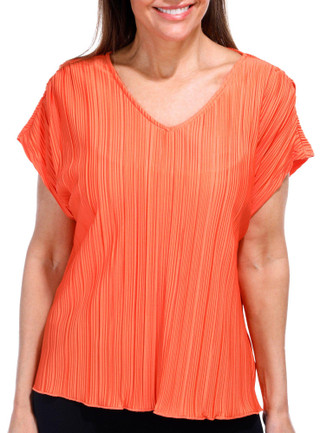 Thumbnail 1: Rafaella Rafaella Petite Short Sleeve Plisse Top 