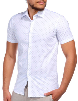 Thumbnail 3: Lucky Brand Lucky Brand Men's Short Sleeve Buttoned Geo Print Shirt 