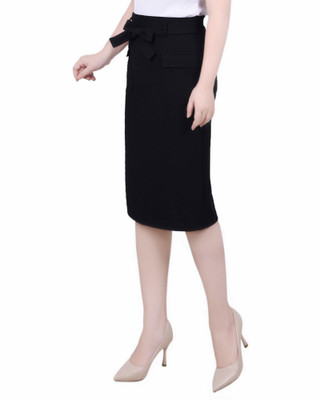 Thumbnail 2: NY COLLECTION NY Collection Petite Slim Belted Scuba Crepe Skirt 
