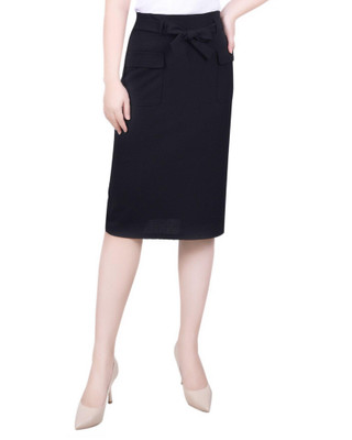 Thumbnail 1: NY COLLECTION NY Collection Petite Slim Belted Scuba Crepe Skirt 