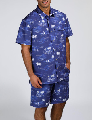Thumbnail 1: REEL LEGENDS Reel Legends Mens Tropical Printed Swim Button Up Top 