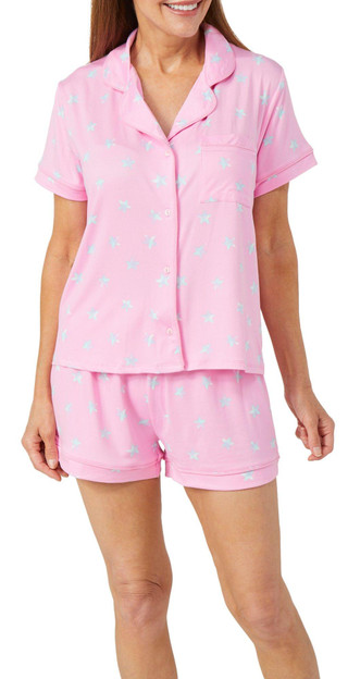 Thumbnail 1: Derek Heart Derek Heart Womens 2 Pc Poster Paint Pajama Shorts Set 