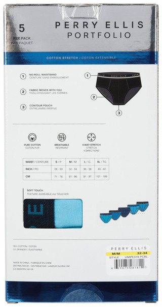Thumbnail 2: Perry Ellis Perry Ellis Mens 5 Pk Portfolio Briefs 