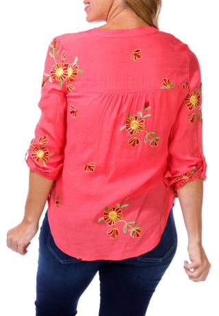 Thumbnail 3: FIGUEROA & FLOWER Figueroa & Flower Petite Embroidered 3/4 Sleeve Top 