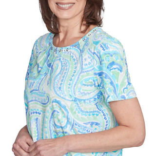 Thumbnail 5: Alfred Dunner Alfred Dunner Petite Short Sleeve Paisley Studio Top 