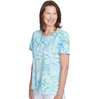 Thumbnail 4: Alfred Dunner Alfred Dunner Petite Short Sleeve Paisley Studio Top 