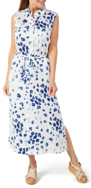 Thumbnail 1: DKNY DKNY Womens Sleeveless Dotted Button Down Dress 