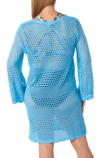 Thumbnail 2: TIDAL WAVE Tidal Wave Womens Long Sleeve Crochet Cover Up Dress 