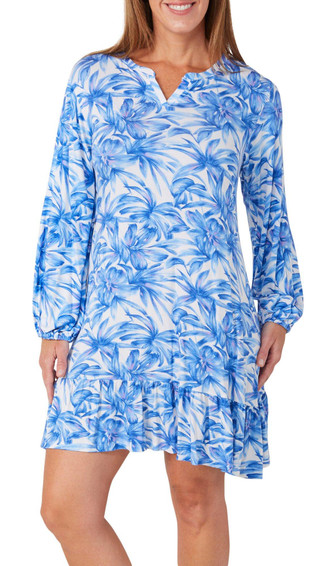 Thumbnail 1: Tommy Bahama Tommy Bahama Womens Long Sleeve Print Short Nightgown 