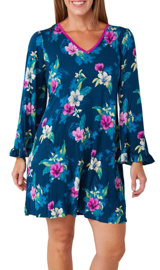 Thumbnail 3: Tommy Bahama Tommy Bahama Womens Long Sleeve Print Short Nightgown 