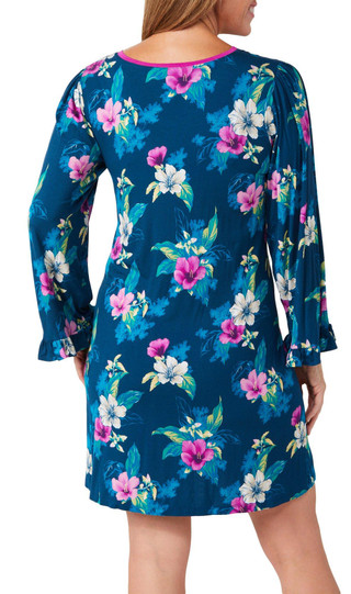 Thumbnail 2: Tommy Bahama Tommy Bahama Womens Long Sleeve Print Short Nightgown 
